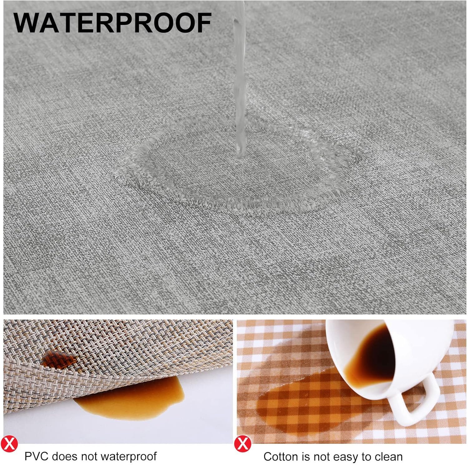 Thumbnail 3 de homing Faux Leather Heat Resistant Placemats (6-Pack) — Waterproof, Wipeable Dining Place Mats in Light Grey