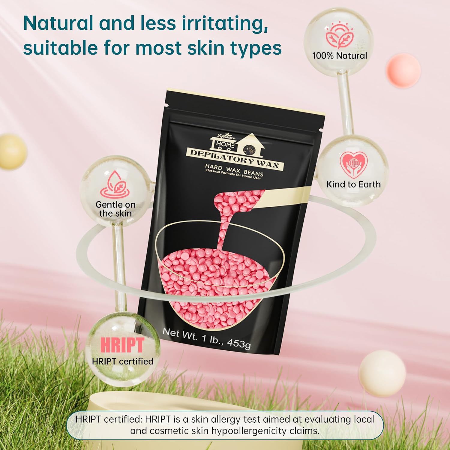Detalle de Lifestance Cera Ceretta Brasiliana per Bikini 450g Rosa – Kit depilazione domestica con 10 spatole