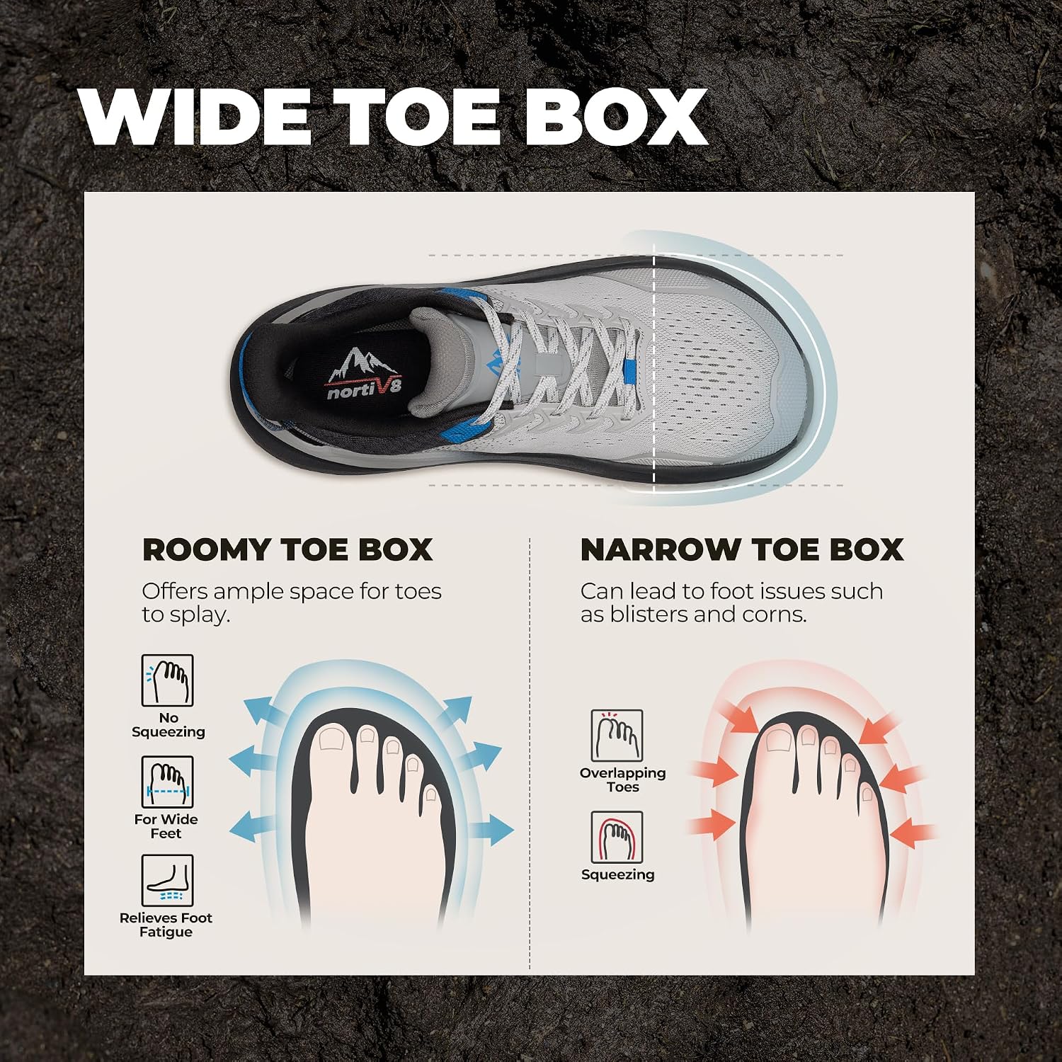 Detalle de NORTIV 8 Whitney Wide Toe Box Trail Shoes