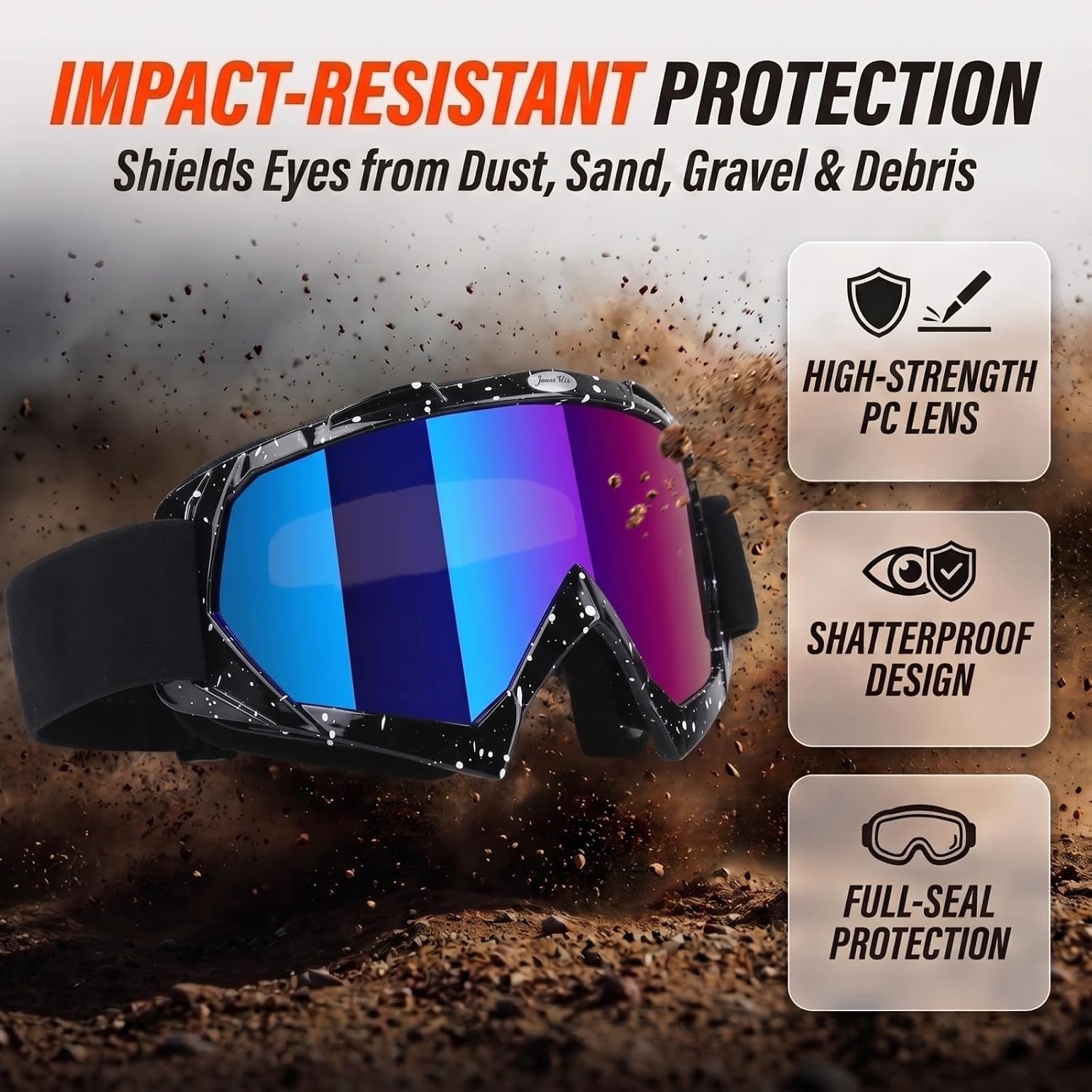 Thumbnail 1 de JAMIEWIN ATV Goggles: Anti-Fog, Dustproof Protection for Dirt Bikes and Off-Road Riding