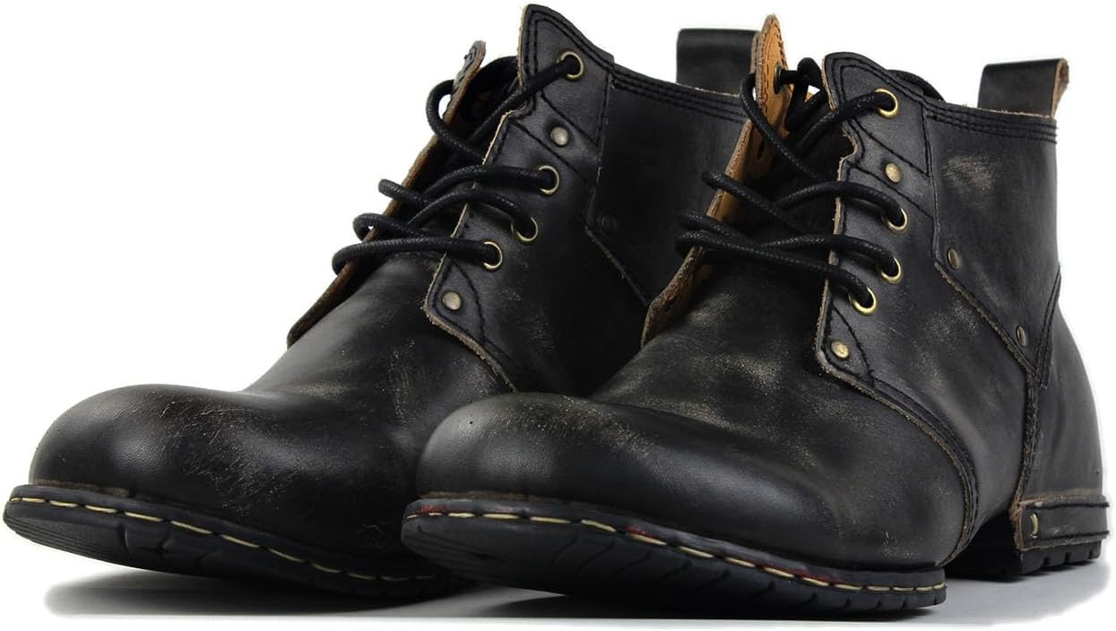 Detalle de OSSTONE Herren Leder Chukka-Stiefel Worker Biker Boots OS-6015-1-A-R
