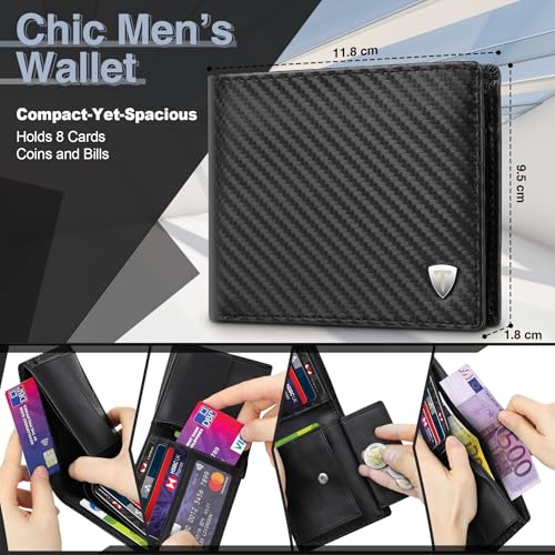 Detalle 2 de TEEHON Cartera Billetera de Piel con Bloqueo RFID y 7 Ranuras para Tarjetas (Negro)