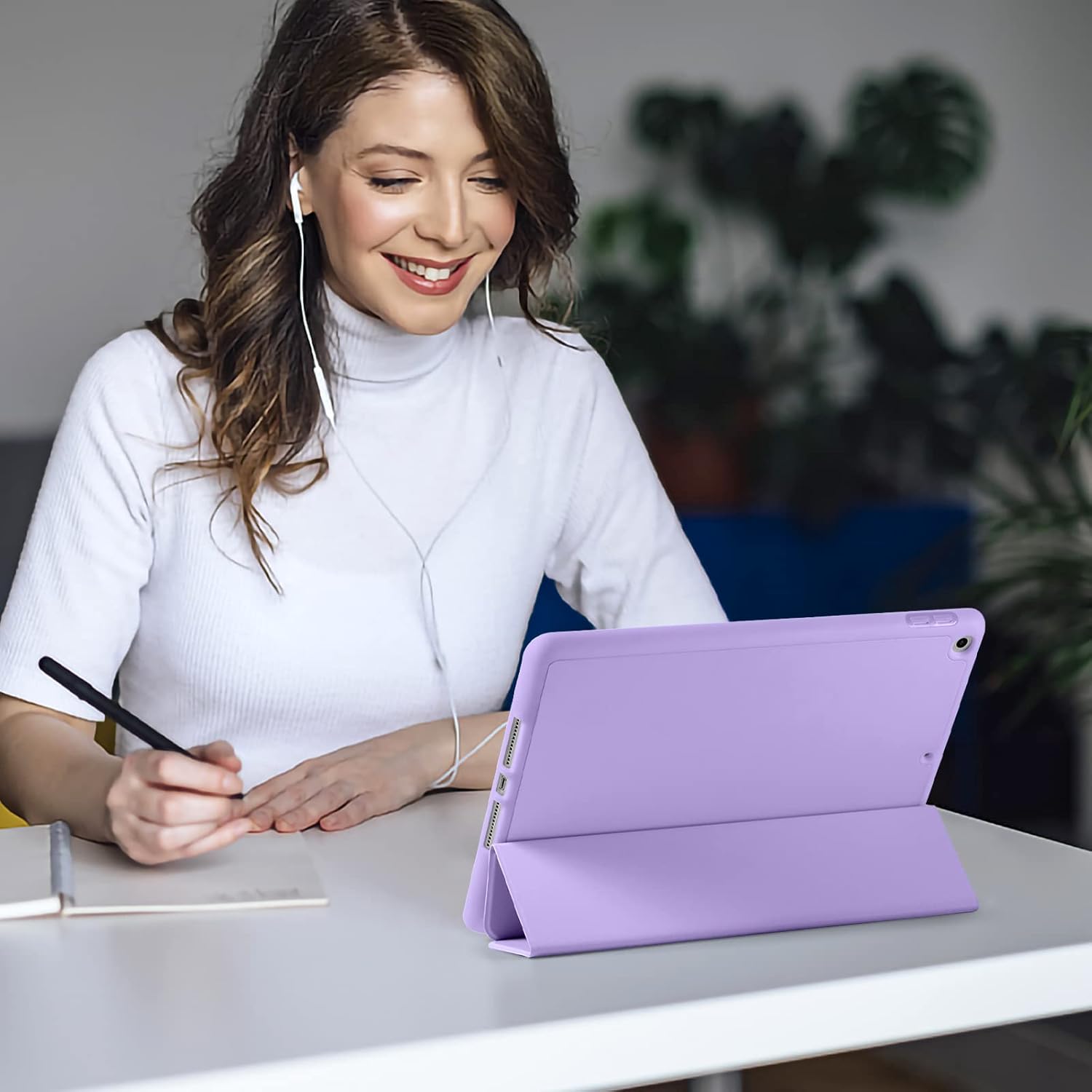 Thumbnail 2 de Vobafe iPad 10.2 case (7th/8th/9th gen, 2021/2020/2019) with pencil holder, lavender TPU cover