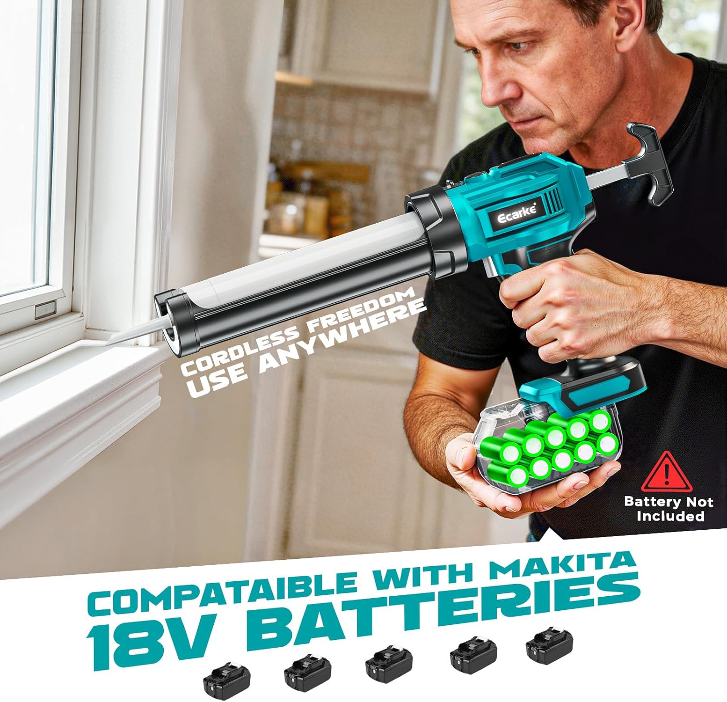 Thumbnail 6 de Ecarke Pistolet à Cartouche sans Fil 18V – compatible Makita, 6 vitesses, LED, sans batterie