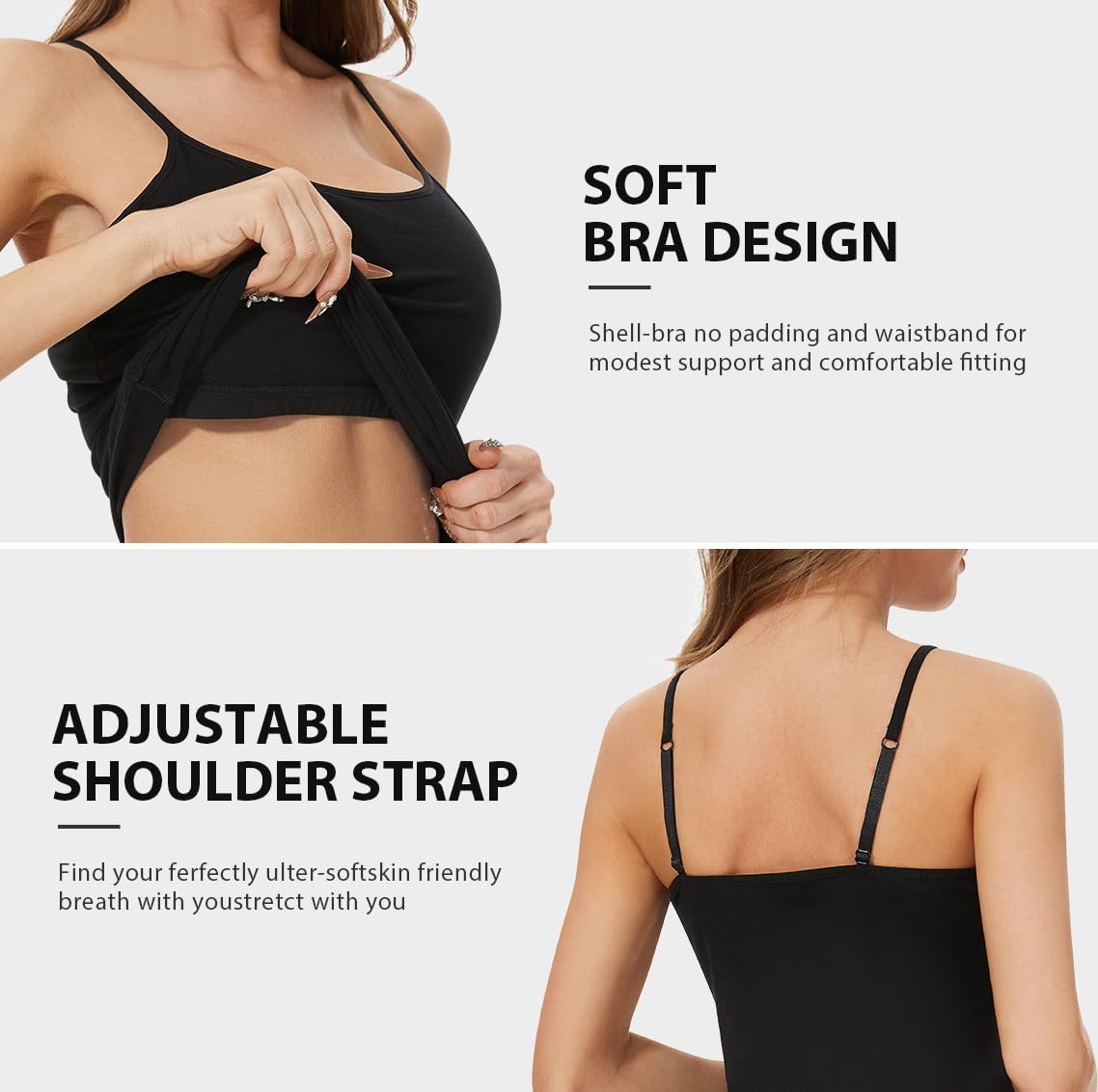 Thumbnail 4 de Komfokore 3-Pack Cotton Camisoles with Built-In Bra, Adjustable Straps