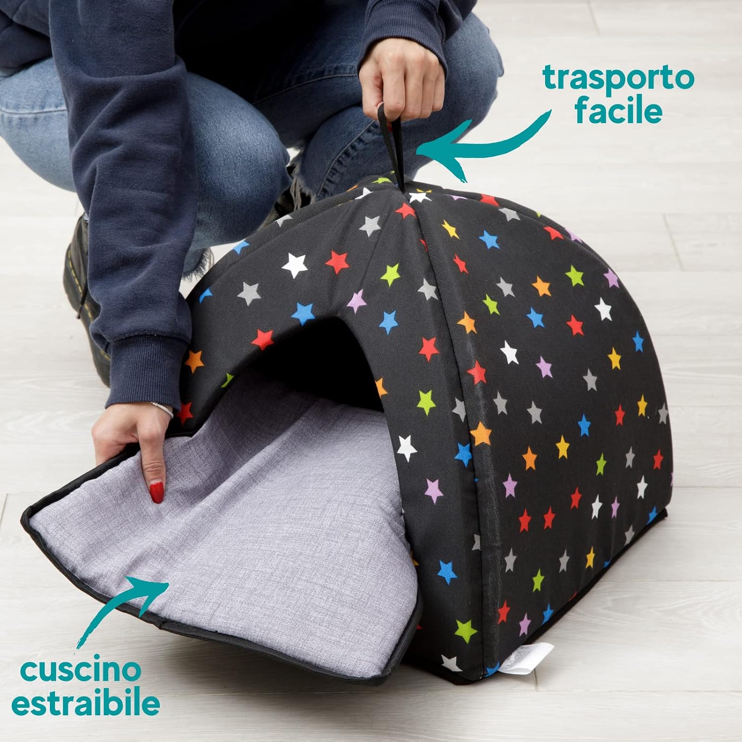 Detalle de Baroni Home Lettino Cuccia Piramide 40x40x36 cm 🐾