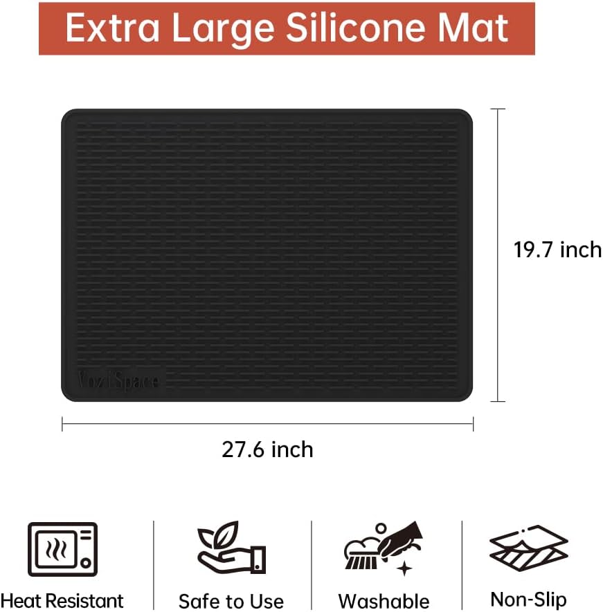 Detalle de Silicone Electric Stove Top Cover Mat 28"x20" (Black) – Heat‑Resistant, Multifunctional