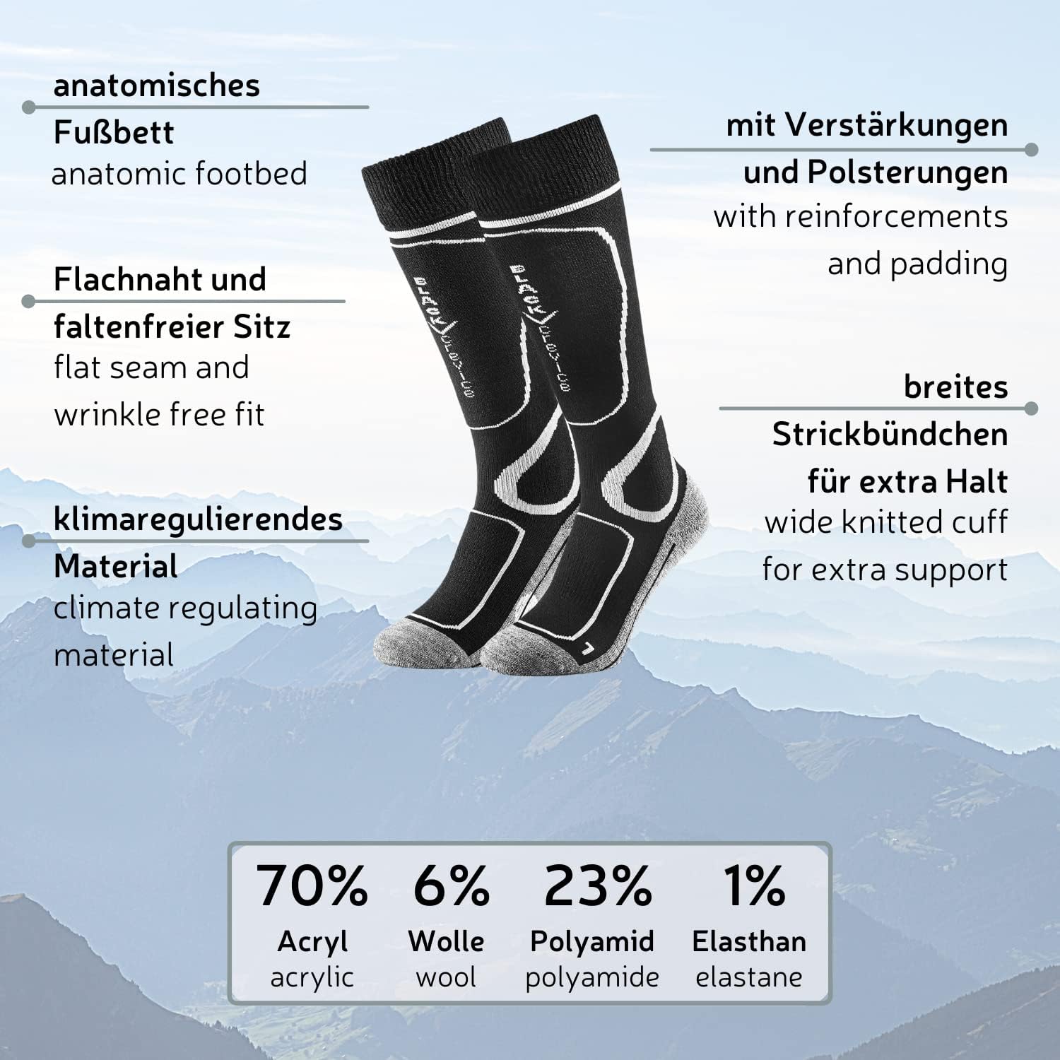 Thumbnail 3 de Black Crevice Chaussettes Ski Lot 2 paires