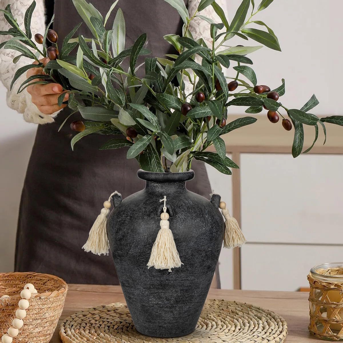 Thumbnail 3 de Arborus Vase Keramik 24 cm Vintage Vase Schwarz