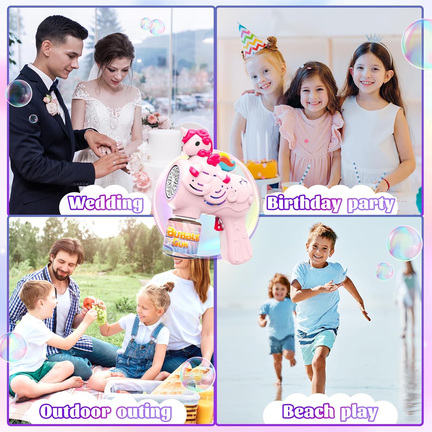 Thumbnail 5 de 2 Pack Unicorn Bubble Gun Bubble Machine for Kids (with 2 refills)