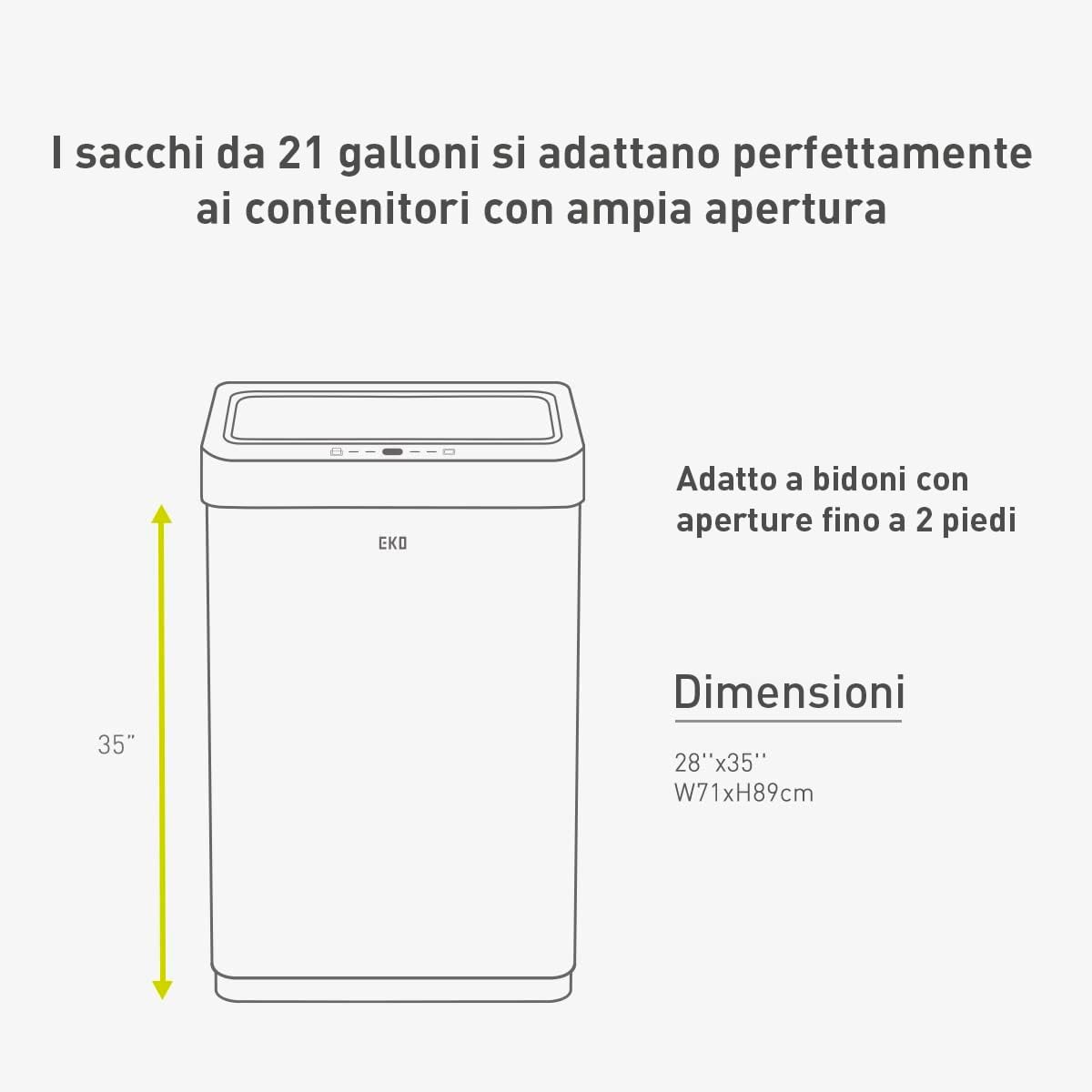Detalle de EKO Sacchetti Pattumiera Code G 60 Pezzi (50-90 L) – Ultra Resistenti, Anti-Perdita, con Maniglie a Chiusura Automatica