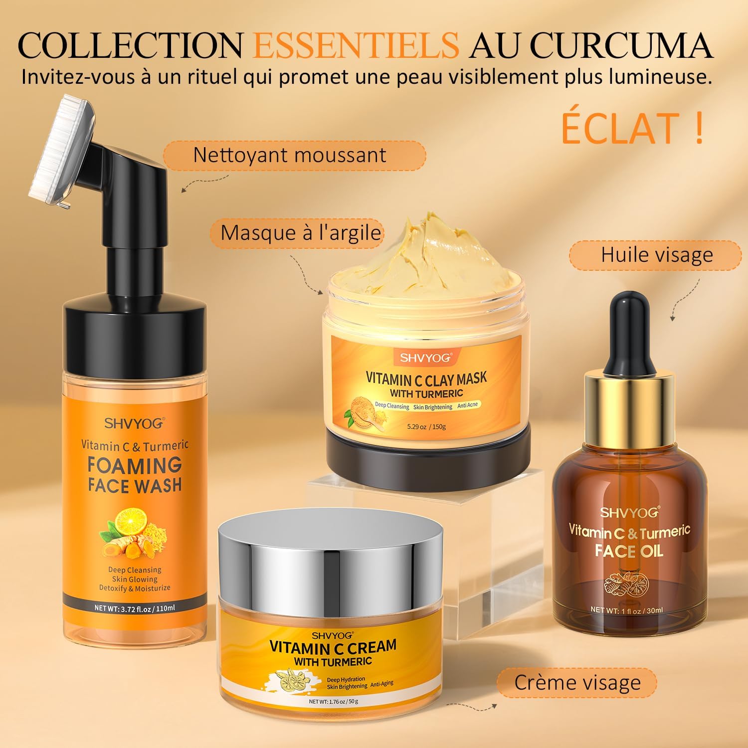 Thumbnail 6 de Mousse nettoyante visage vitamine C & curcuma avec brosse en silicone