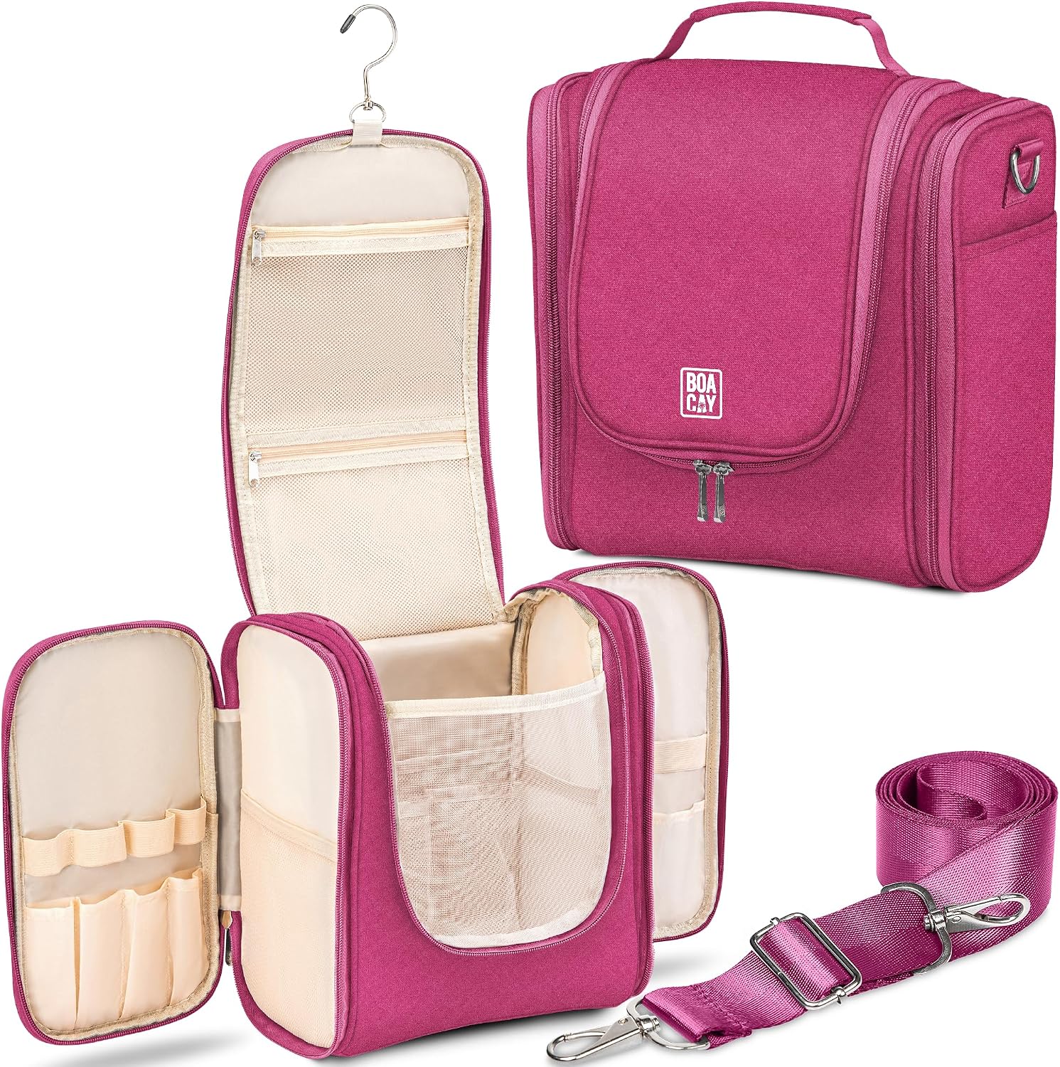 Detalle 1 de BOACAY Extra Large Hanging Travel Toiletry Bag with 21 Storage Spaces
