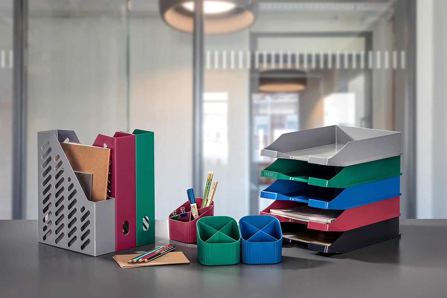 Detalle de HAN Schubladenbox Schwarz, 4 Schubladen – Ordnung auf dem Schreibtisch