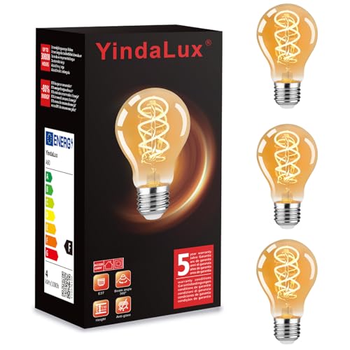 Detalle de YindaLux 3er Glühbirne E27 LED Warmweiß 2200K 4W | Filament Lampe