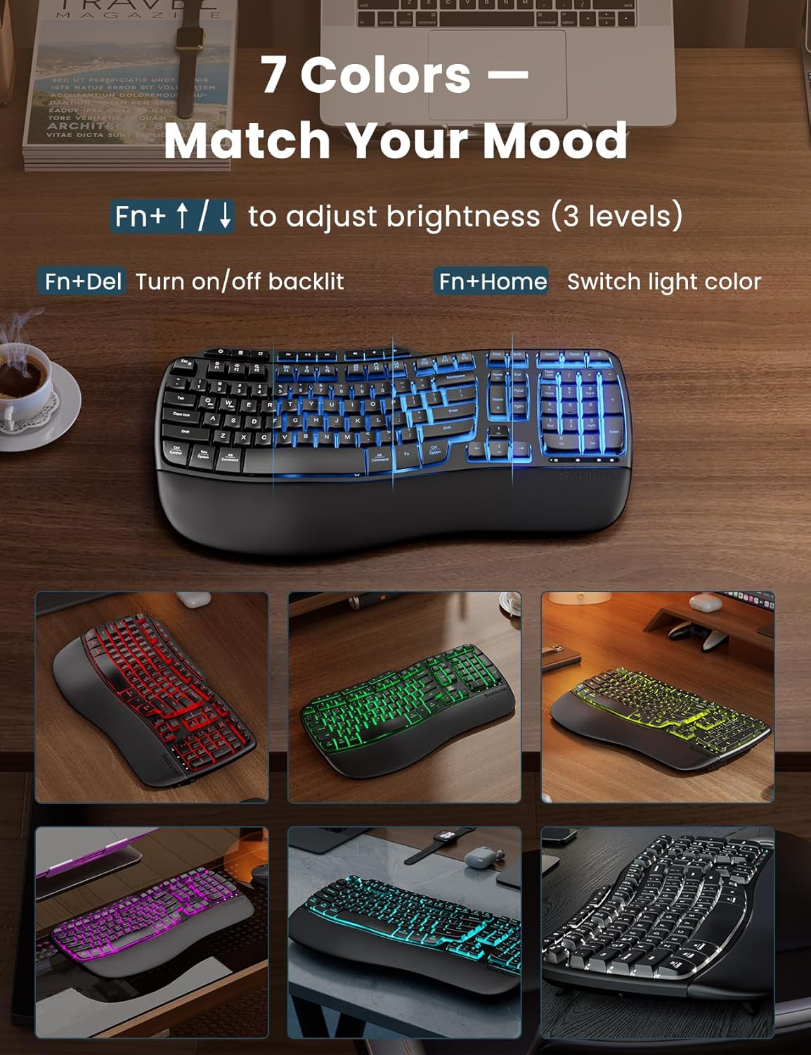 Thumbnail 4 de SABLUTE Ergonomic Wireless Keyboard and Mouse 4000mAh ⌨️