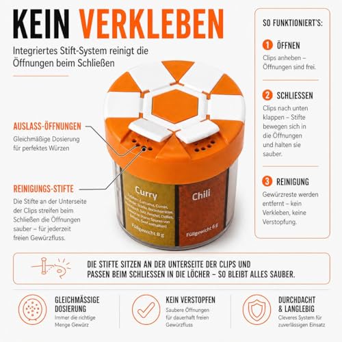 Detalle de ration1 Camping Gewürze Set, 6-in-1 Gewürzstreuer – kompakter Reisebegleiter für Outdoor