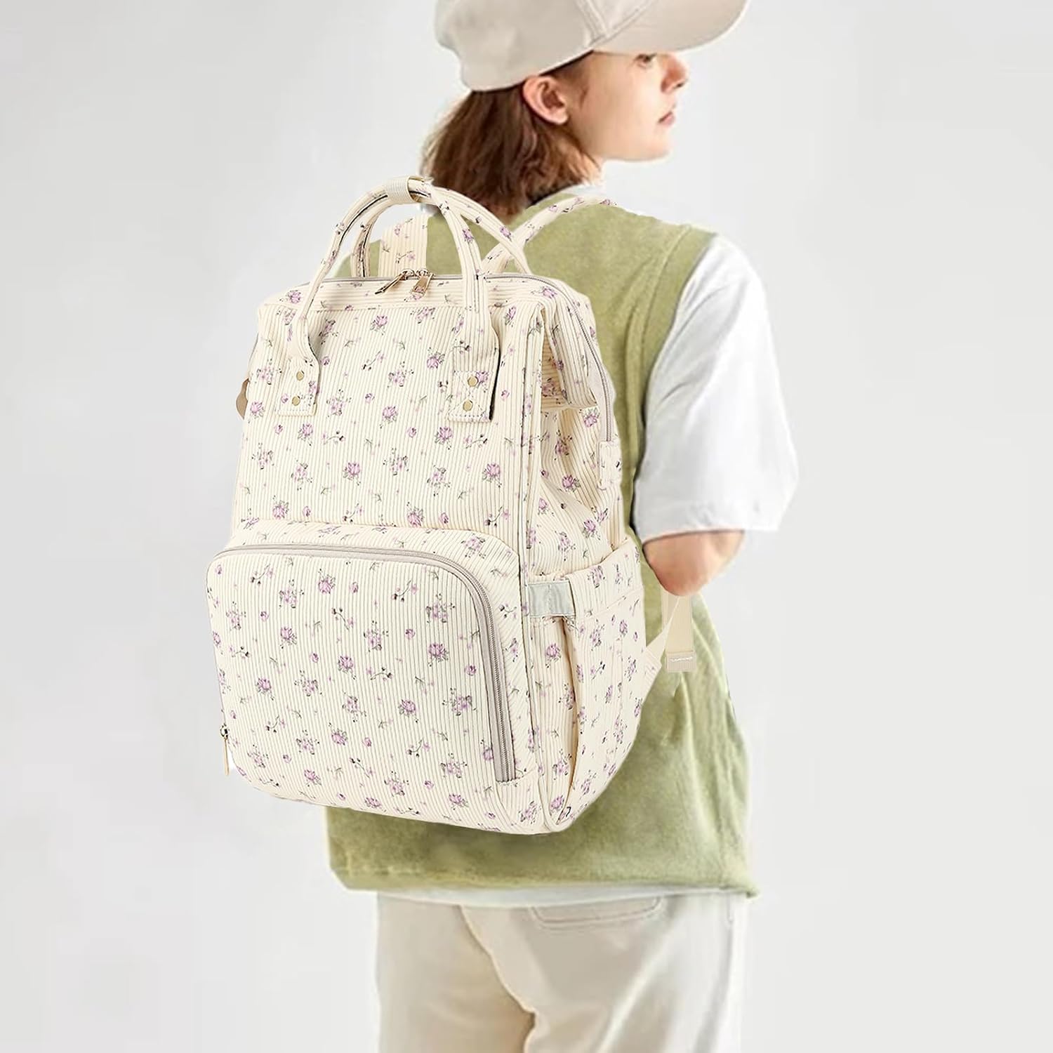 Detalle 2 de Yusudan Diaper Bag Backpack in Corduroy