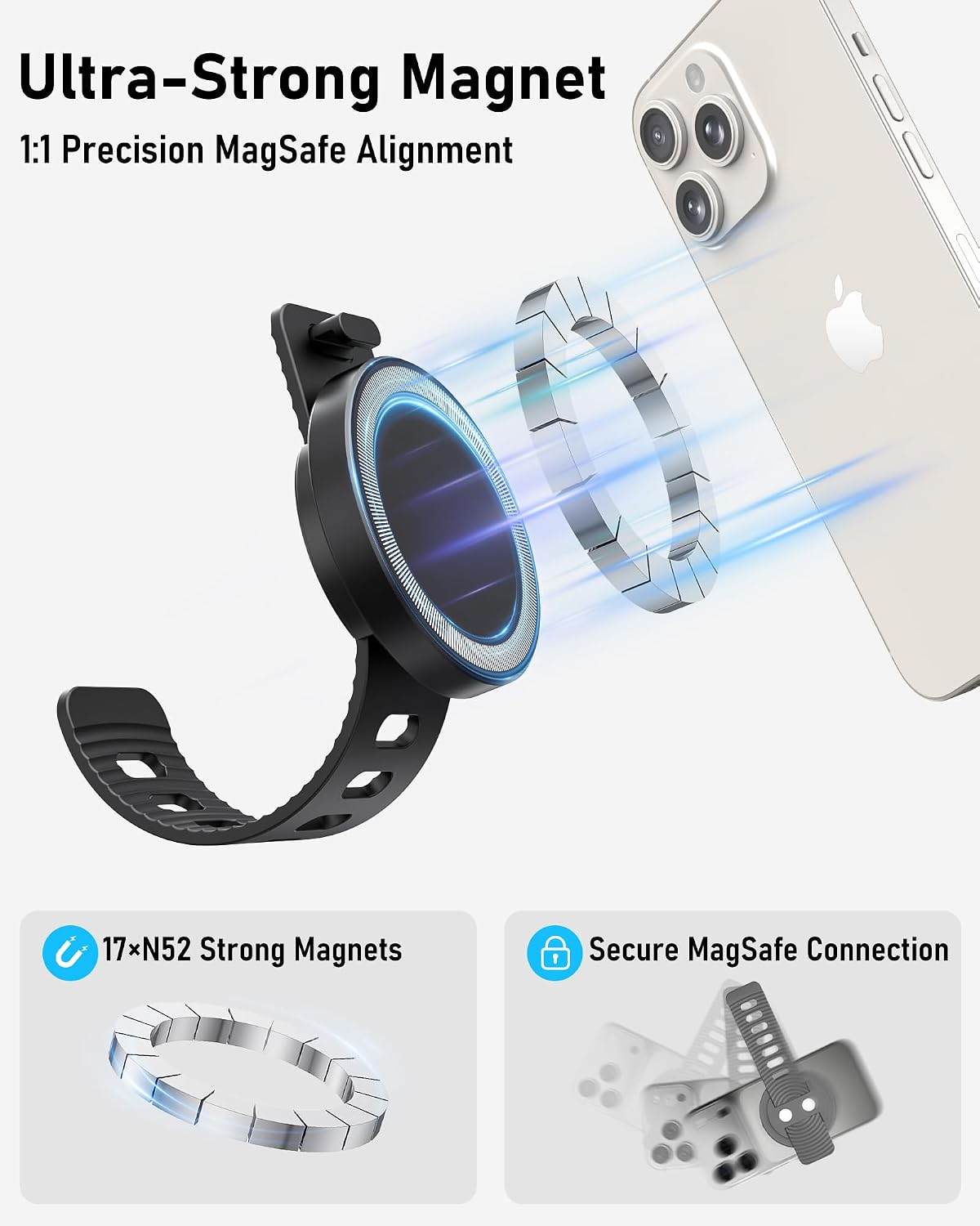 Thumbnail 1 de Stroller Phone Holder with MagSafe Compatibility and 17x N52 Magnets