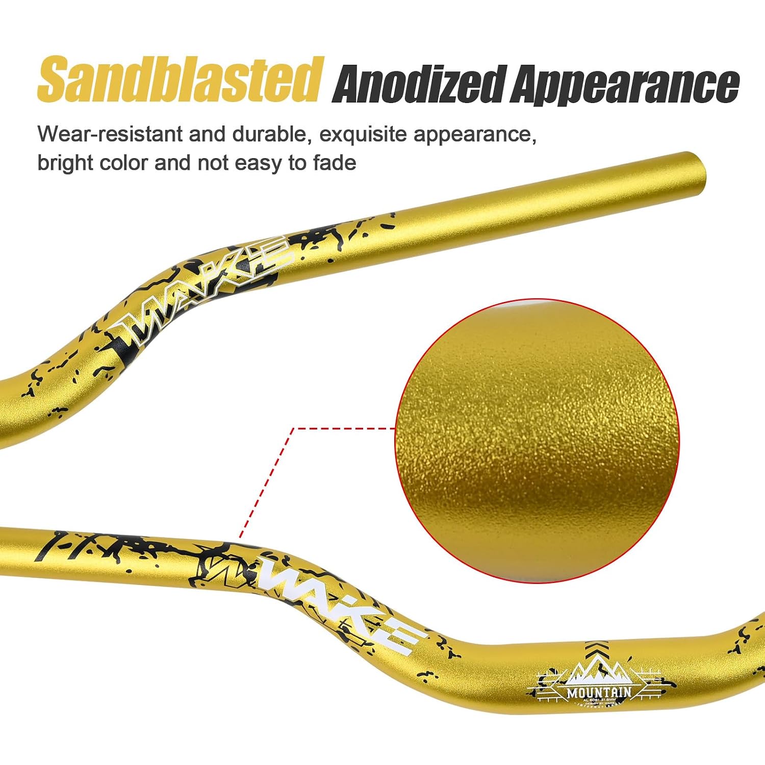 Detalle de Wake Bike Handlebar 31.8mm x 780mm Extra Long Aluminium Alloy Riser Bar (Gold)
