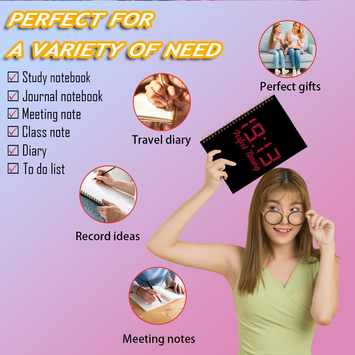 Thumbnail 4 de LONGXIN DST 1913 Spiral Notebook, 80-Page Lined Journal for School and Work