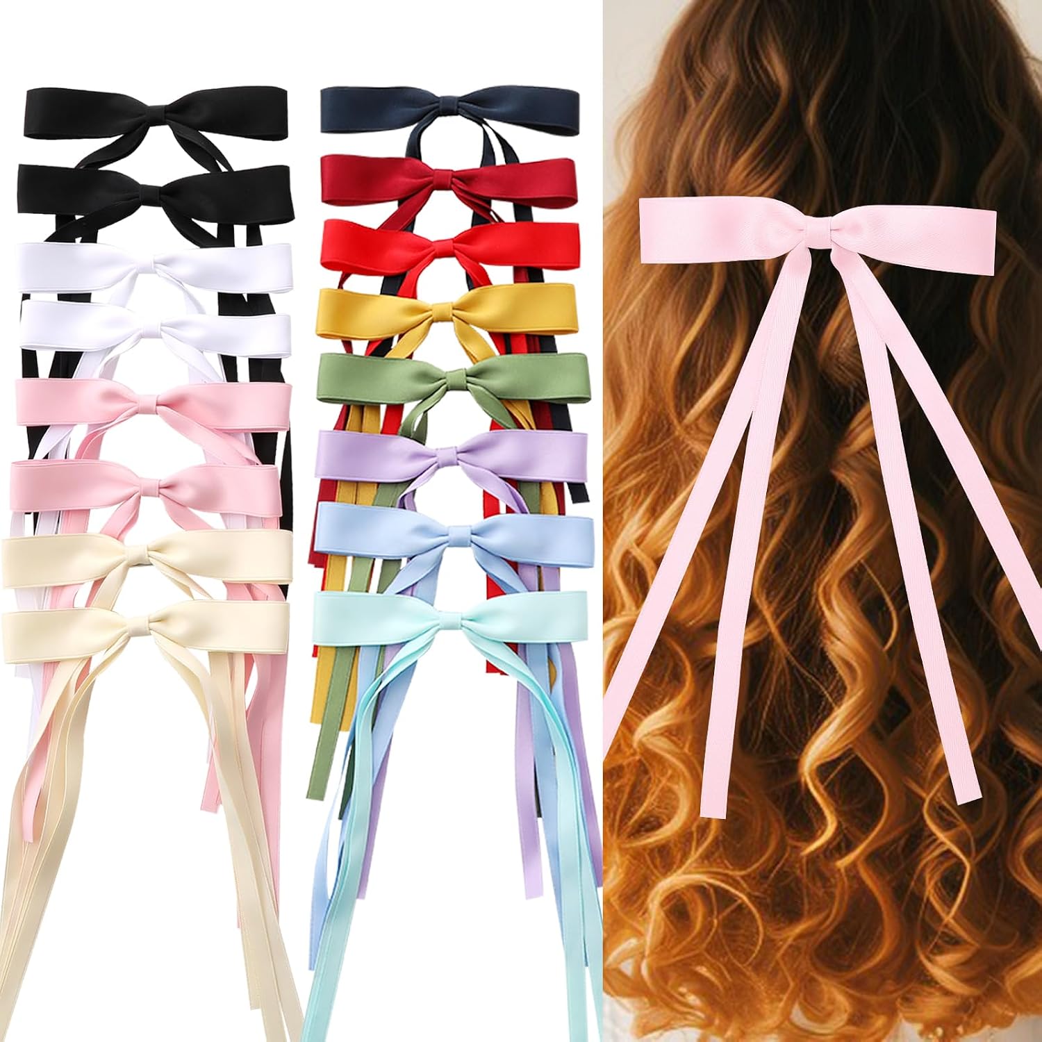 Thumbnail 6 de WORTL 16-Piece Hair Bow Clips with Long Tails and Alligator Clips