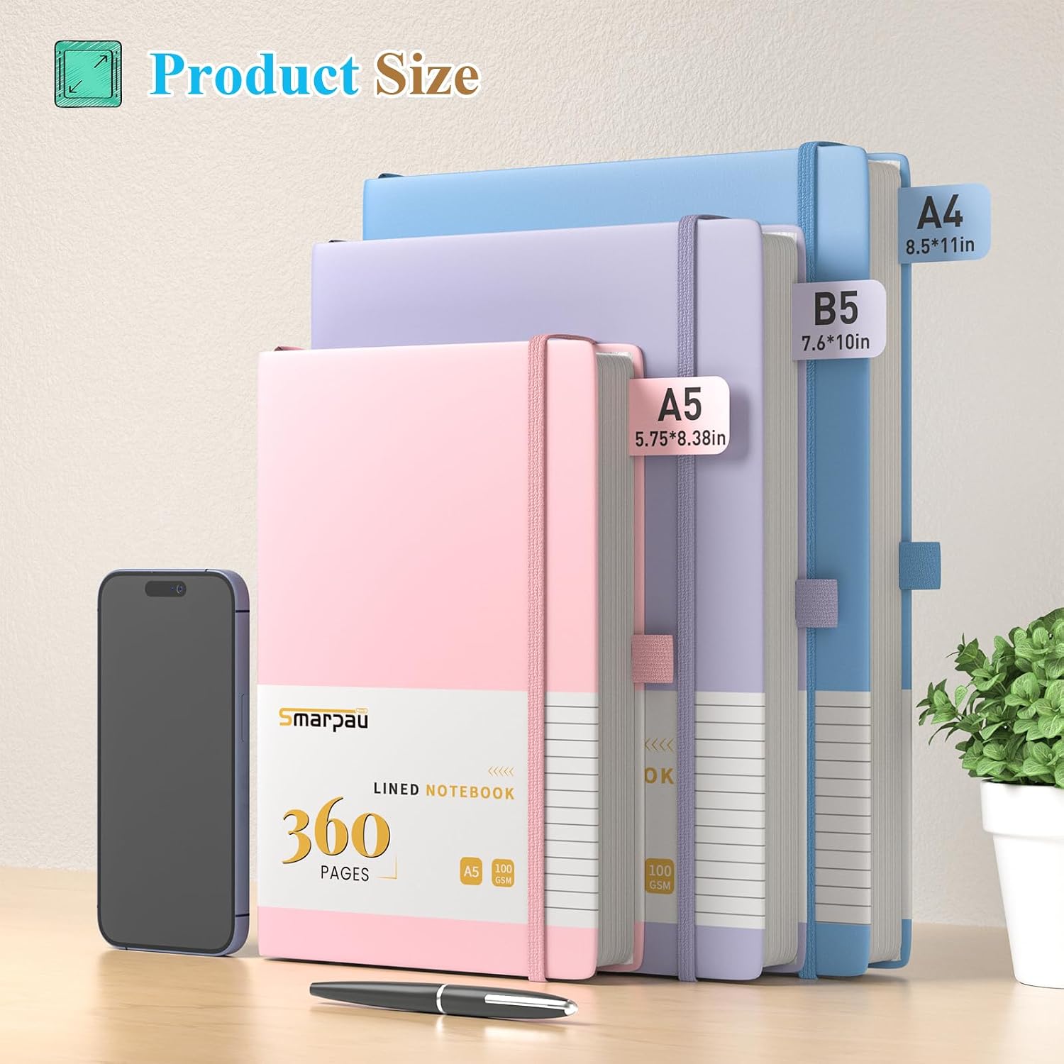 Detalle 2 de Smarpau A4 notebook, 360-page leather lined
