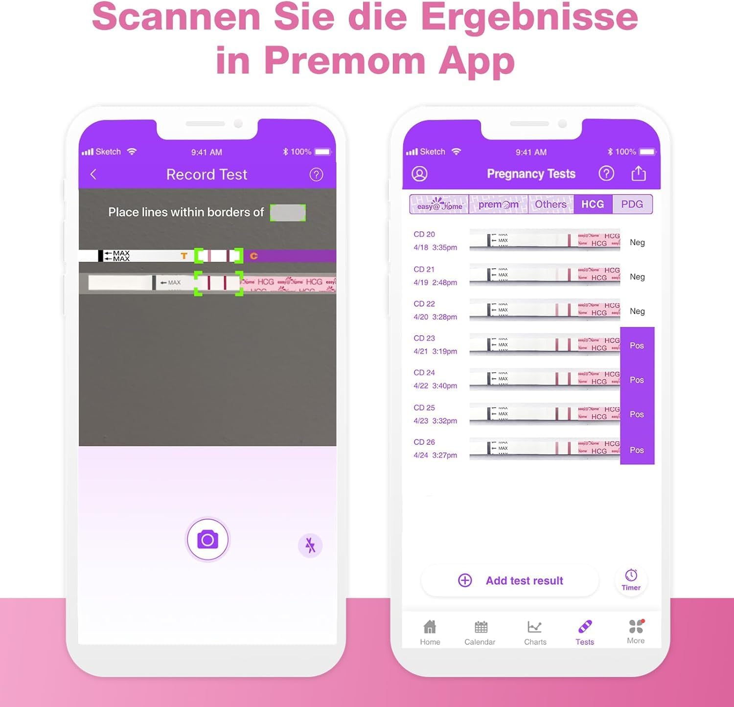 Thumbnail 5 de Easy@Home 20 x Schwangerschaftstest Frühtest (10 mIU/ml) – hCG-Teststreifen für frühen Nachweis