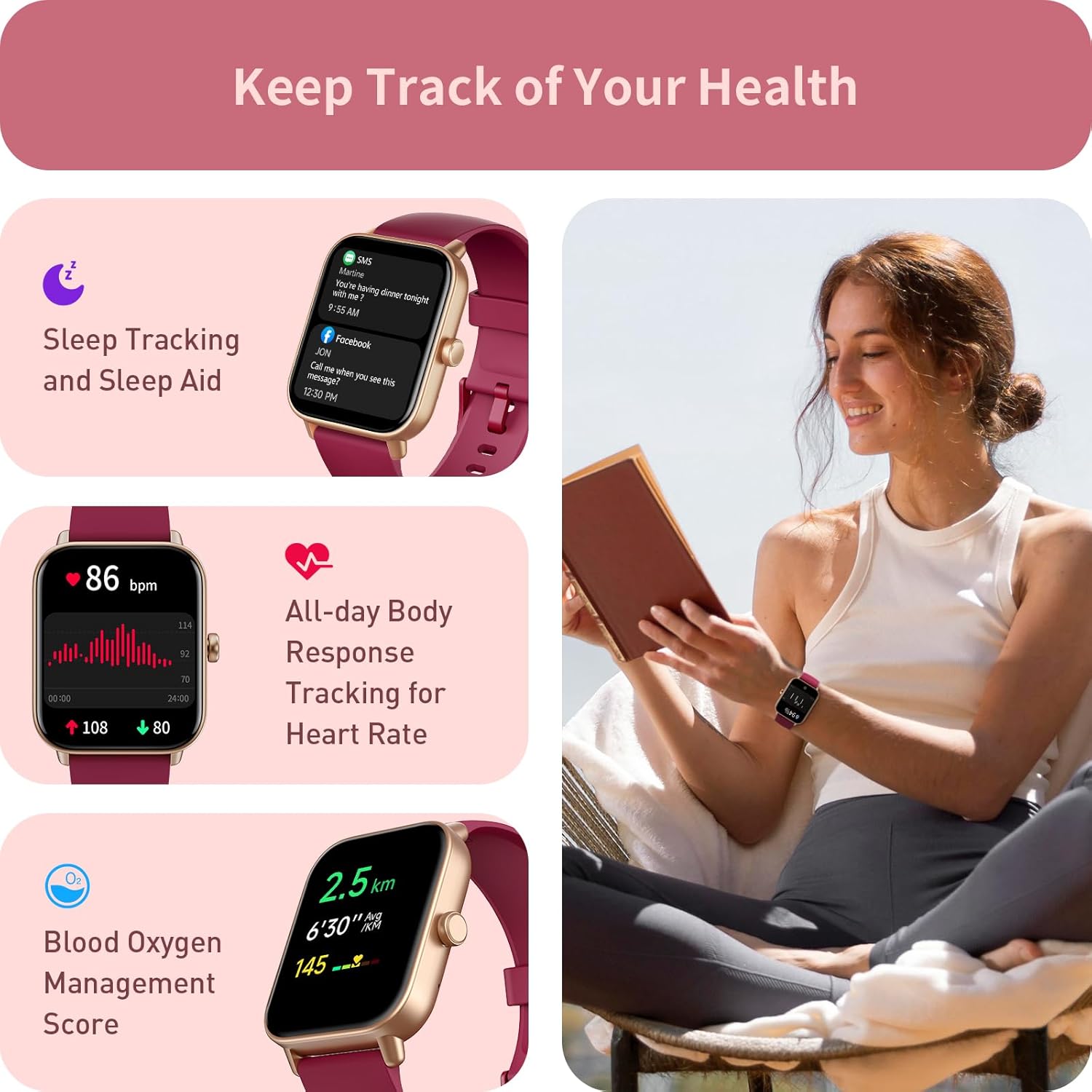 Thumbnail 2 de Smart Watch for Women with Alexa, Heart Rate, SpO2, Sleep Tracking & IP68 Calling