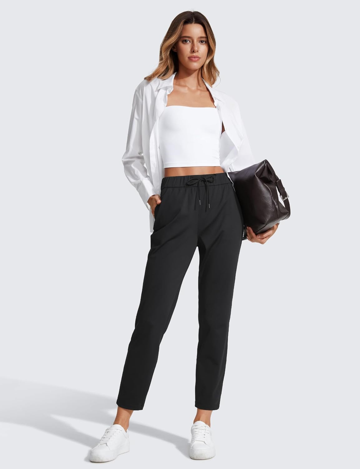 Detalle de CRZ YOGA Women’s 4-Way Stretch Ankle Golf Pants (7/8 Travel & Work Trousers)