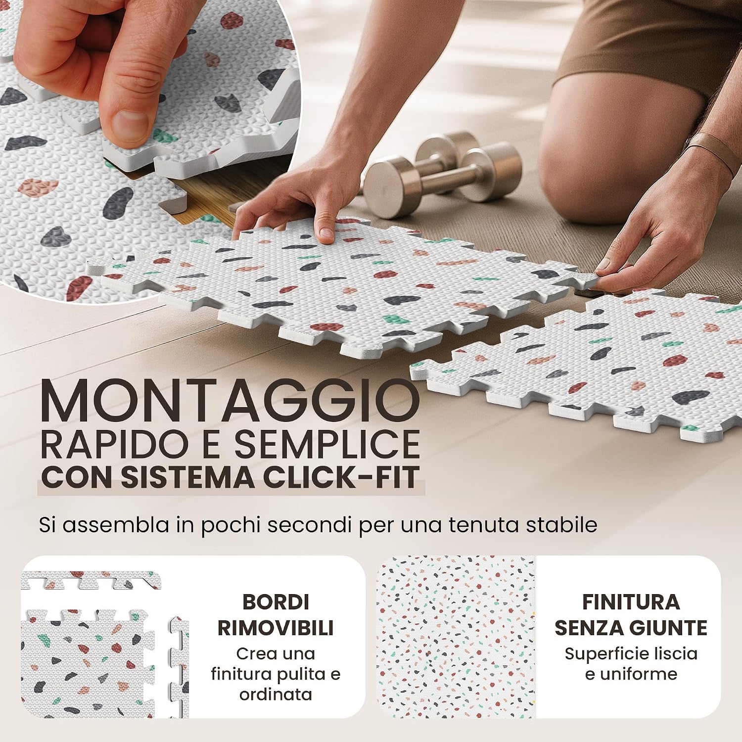 Detalle 2 de Tappeto Palestra Puzzle 18 Piezas: Pavimento Protettivo in EVA per Home Gym