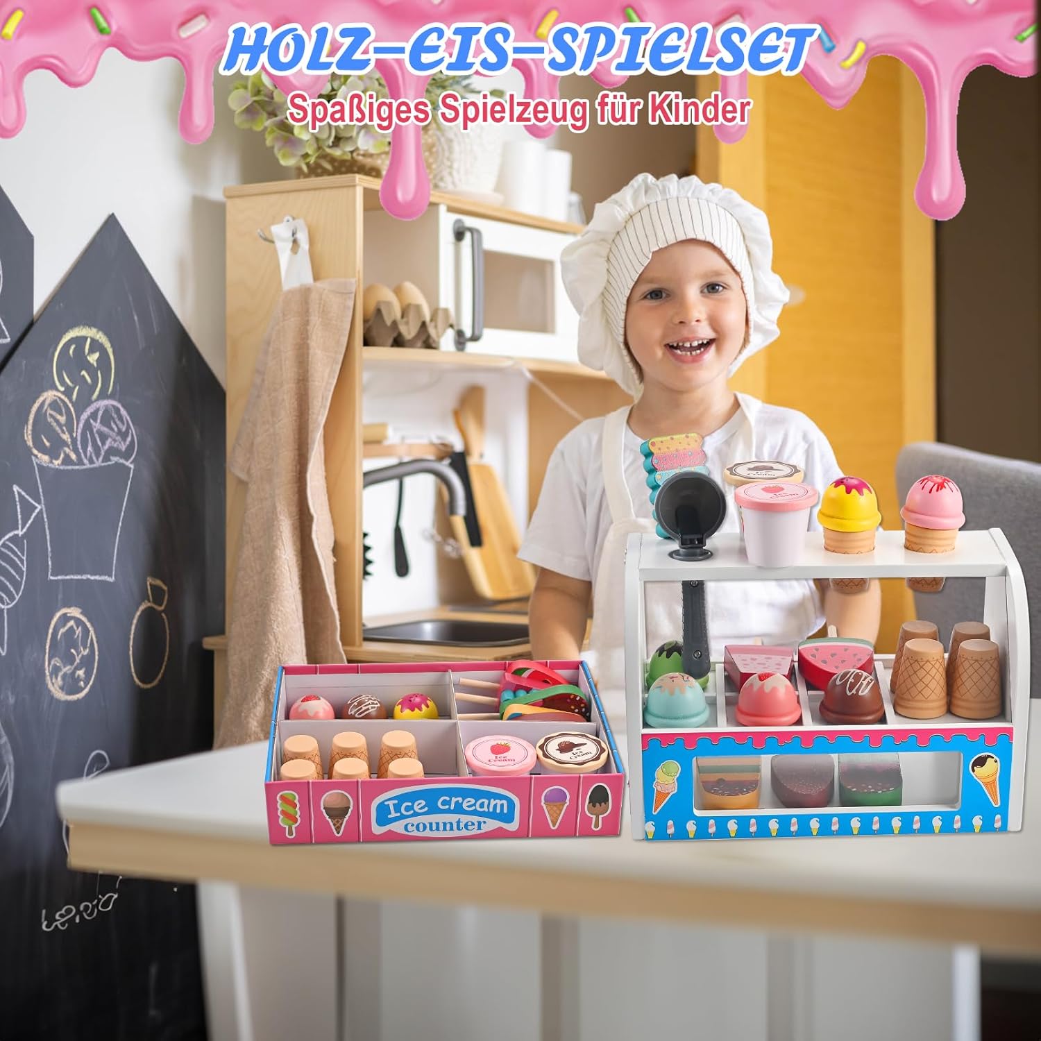 Thumbnail 5 de Wooderma Eisdiele aus Holz – Zubehör für Kinderküche und Kaufladen Rollenspiele