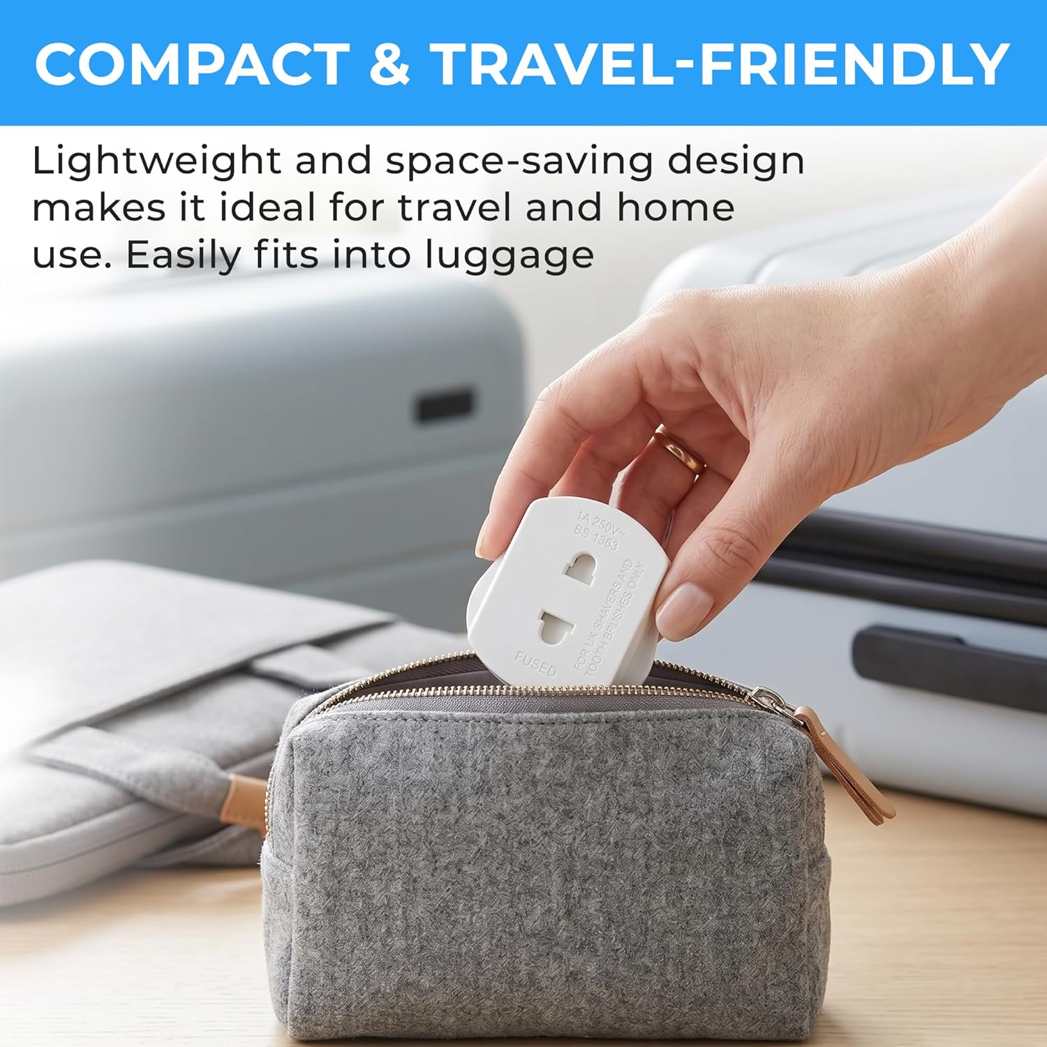 Detalle 2 de 2 Pack UK Electric Toothbrush & Shaver Plug Adapter (2-Pin to 3-Pin) with 1A Fuse & Safety Shutters – for Oral-B, Braun, Philips & more