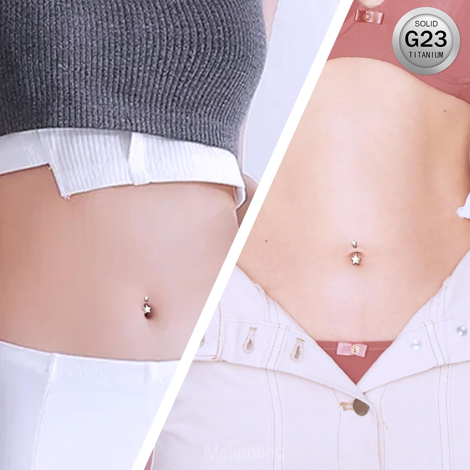 Thumbnail 1 de Melighting piercing ombelico titanio Stella