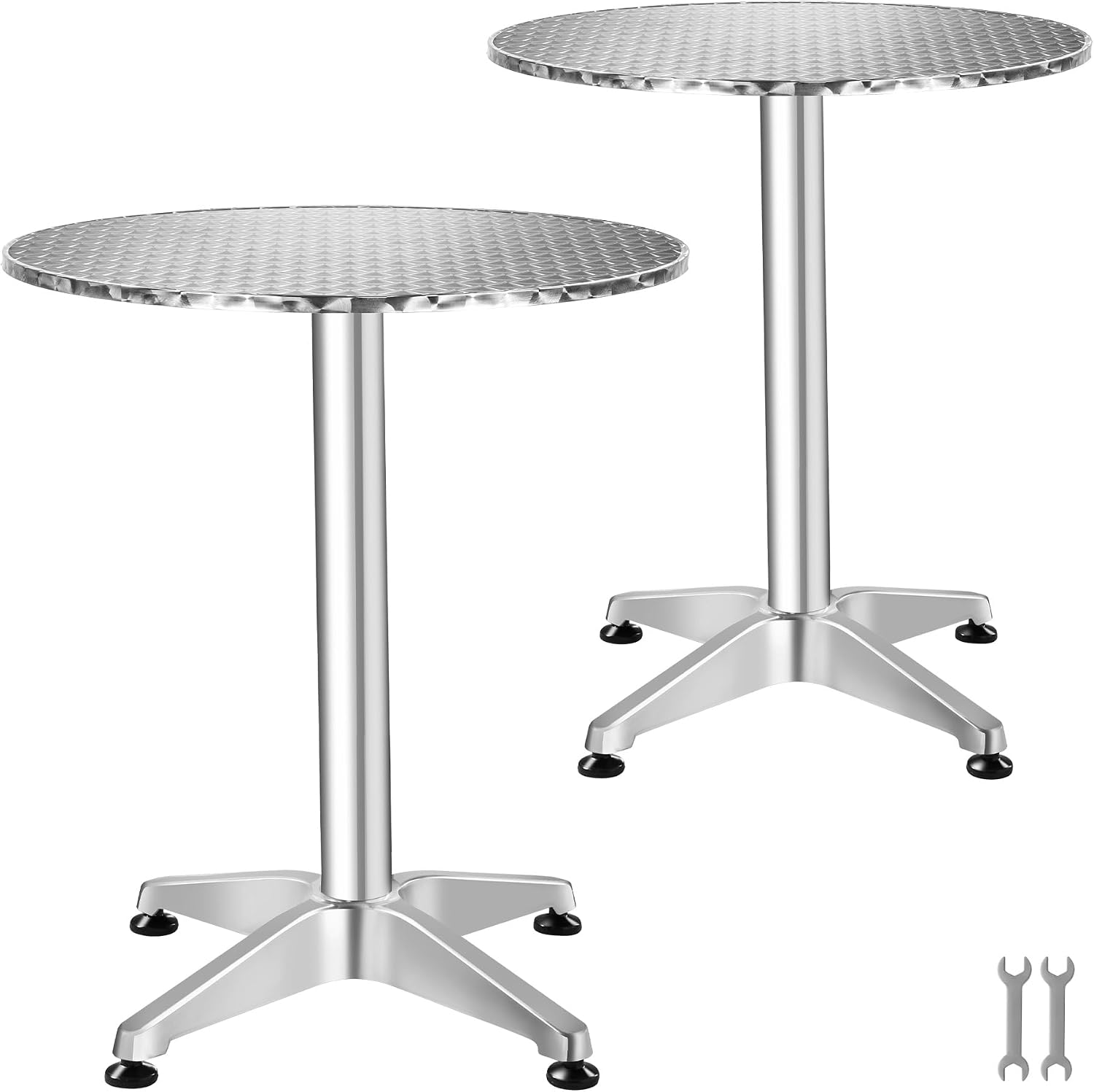 Thumbnail 1 de tectake Viktor 406689 bistrobord, 2-pack i aluminium, hopfällbart med två höjder
