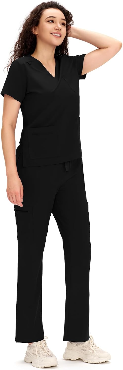 Thumbnail 2 de COZYFIT Women's Scrubs: V-Neck Top, Cargo Straight-Leg Pants, 12 Pockets