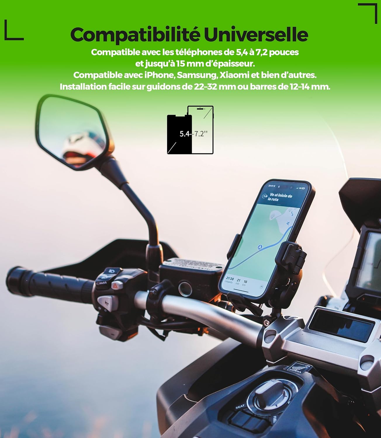 Thumbnail 4 de Support Téléphone Moto MOGGAM – fixation antivibration 360° en aluminium CNC pour smartphone 5,4–7,2 pouces