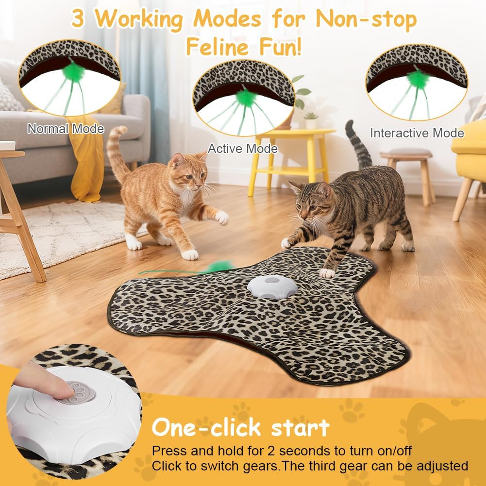 Detalle de AUYAO Jouet Interactif pour Chat – Chasse à plume et souris qui couine, rechargeable