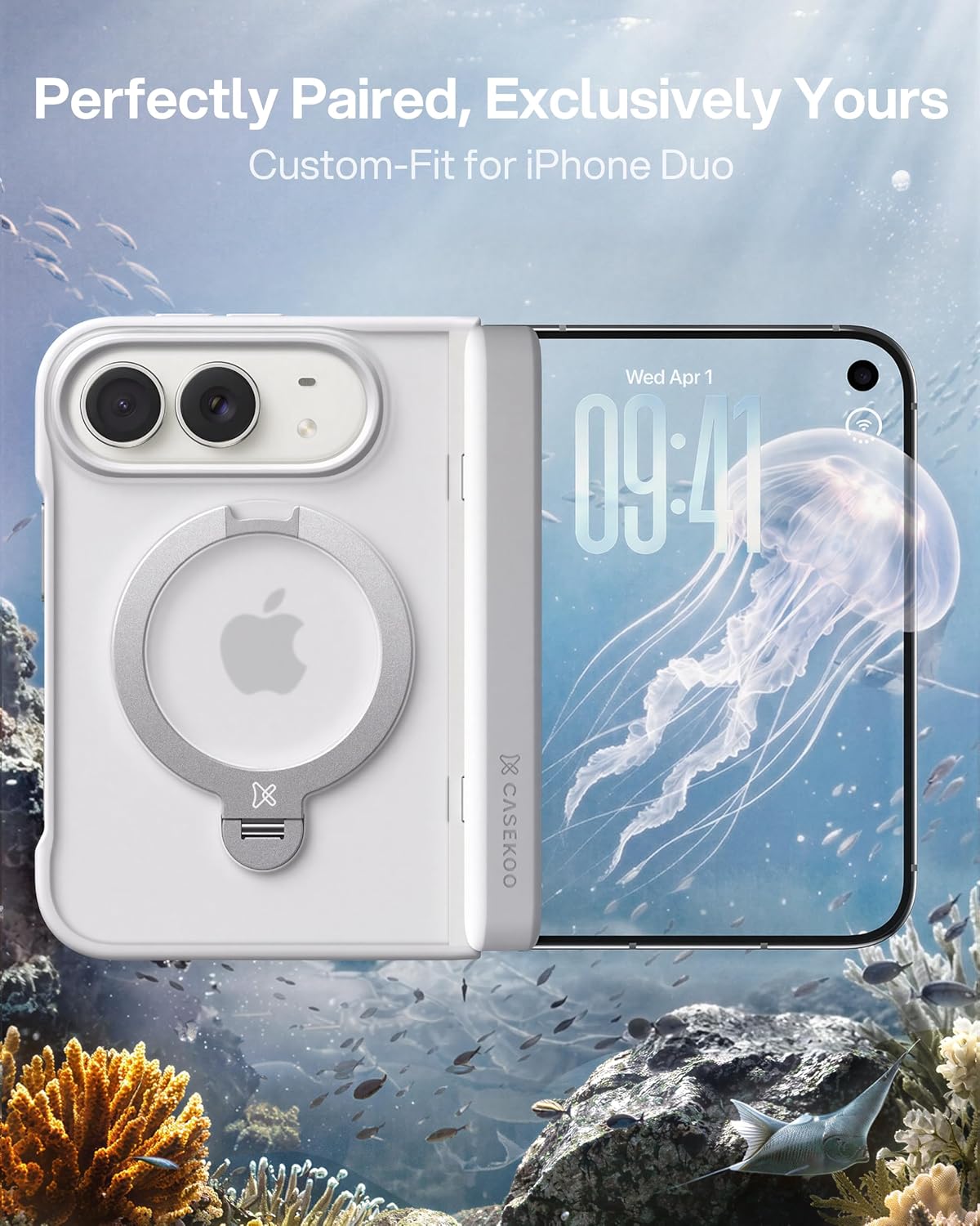 Thumbnail 1 de CASEKOO MagicStand Pro iPhone Duo Case, 360° Magnetic Stand, Star White