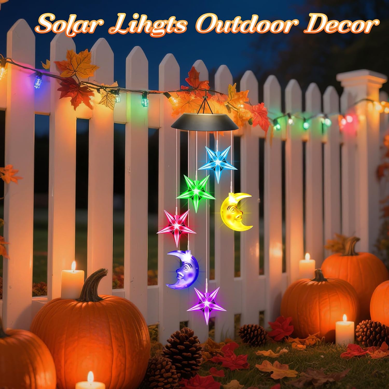 Detalle de Winzwon Solar Moon and Star Wind Chime