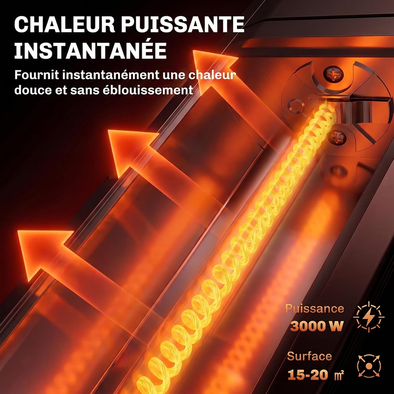 Detalle de Outsunny 842-501V90BK infrarood terrasverwarmer 3000 W, IP65, wandmontage