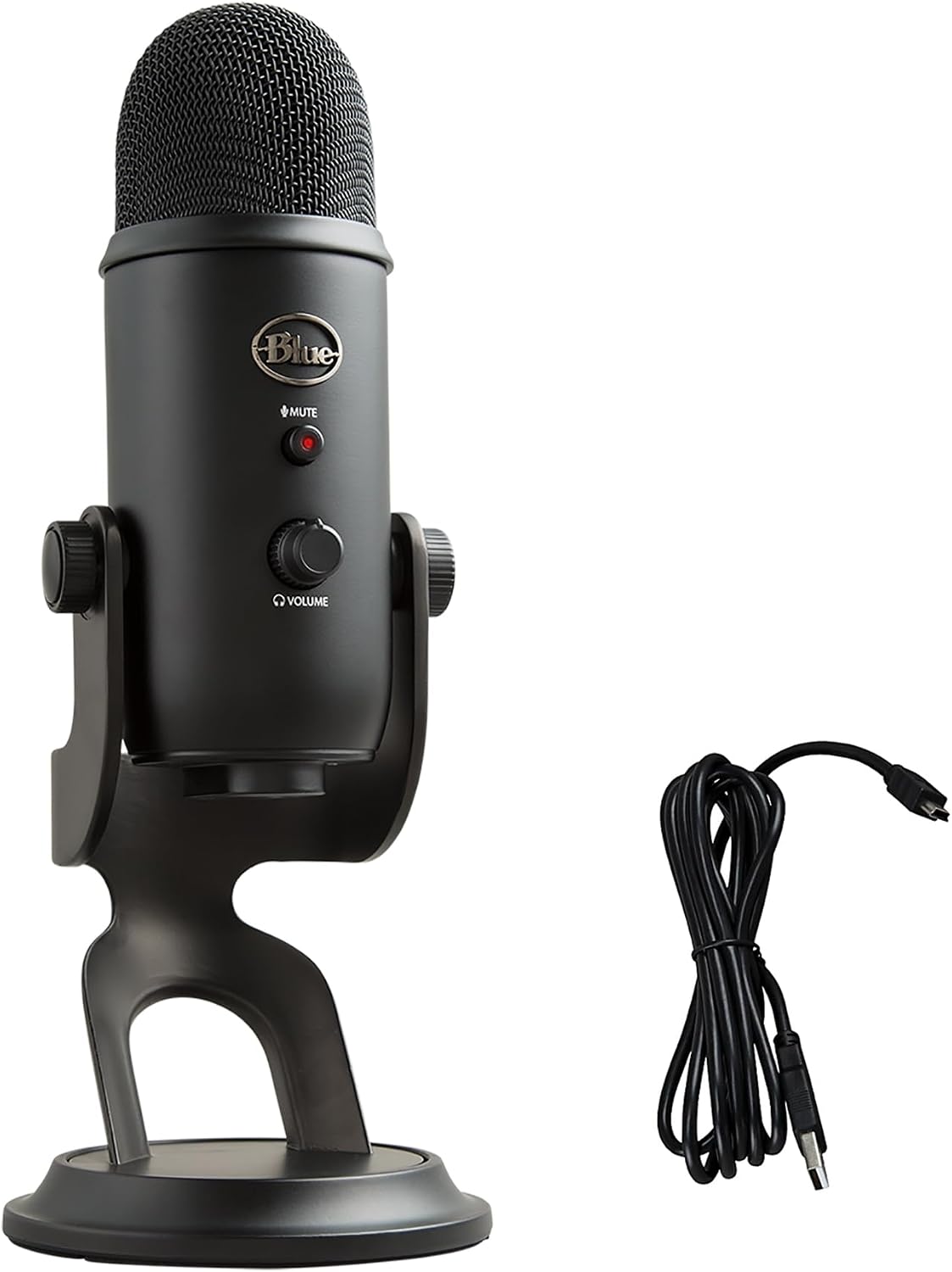 Detalle de Logitech Creators Blue Yeti USB Microphone for PC & Mac (Blackout) with Blue VO!CE, 4 Pickup Patterns