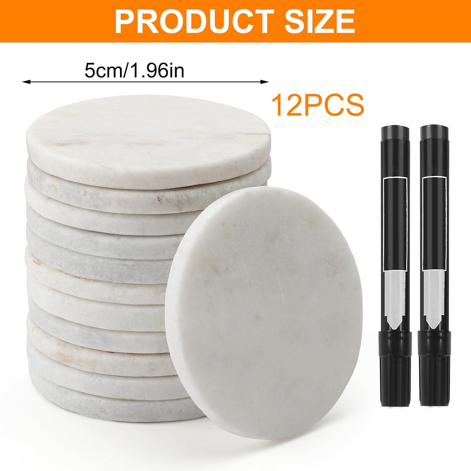 Thumbnail 5 de 12Pcs Flache Steine zum Bemalen – Weiß, ca. 6,3 cm Ø, ideal für Kunst und Handwerk