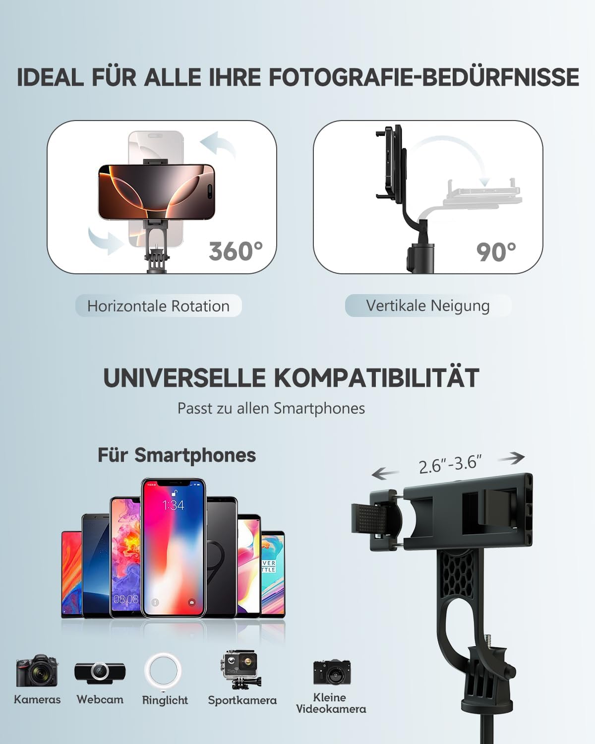 Thumbnail 4 de RISEOFLE 180 cm Handy-Stativ mit Selfie-Stick 🎥