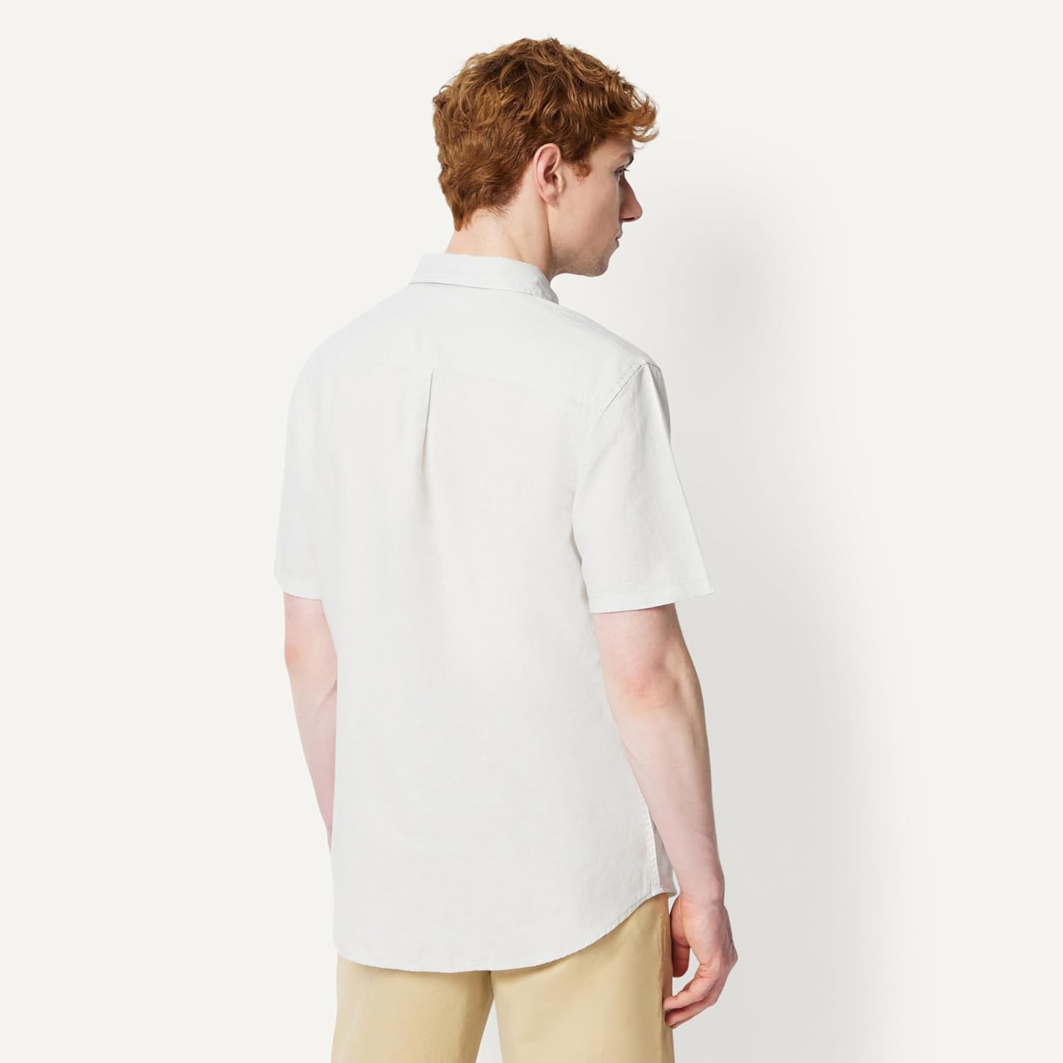 Detalle de Amazon Essentials Herren Kurzärmliges Regular-Fit-Leinenhemd