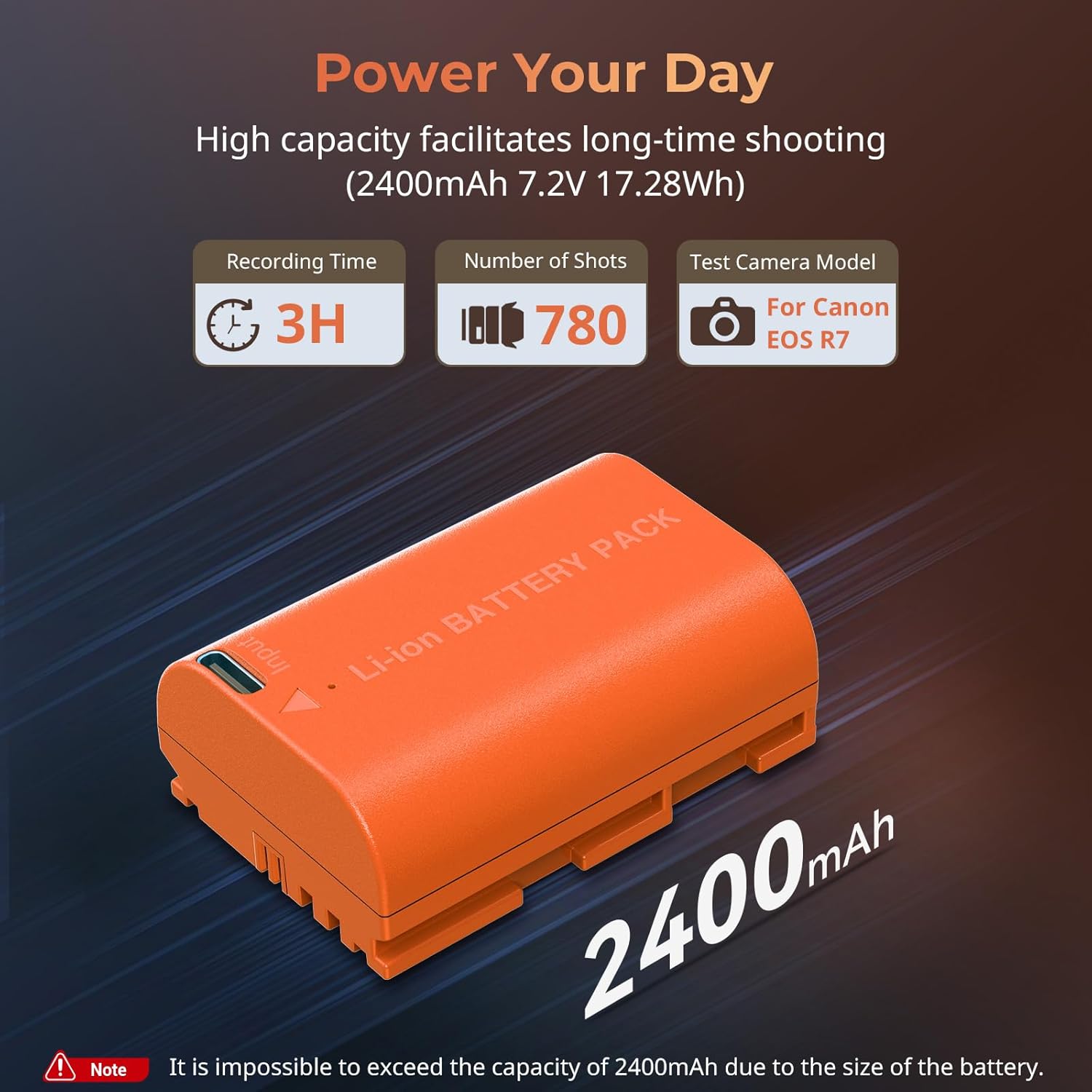Detalle 2 de SMALLRIG LP-E6NH 2400mAh USB-C: batterie de remplacement pour Canon (R5, R6, R7 et plus)
