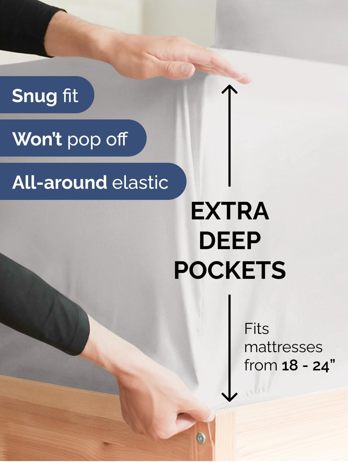 Thumbnail 2 de Extra Deep Queen Sheet Set - 4 Piece Breathable & Cooling Bedding for 18–24 Inch Mattresses