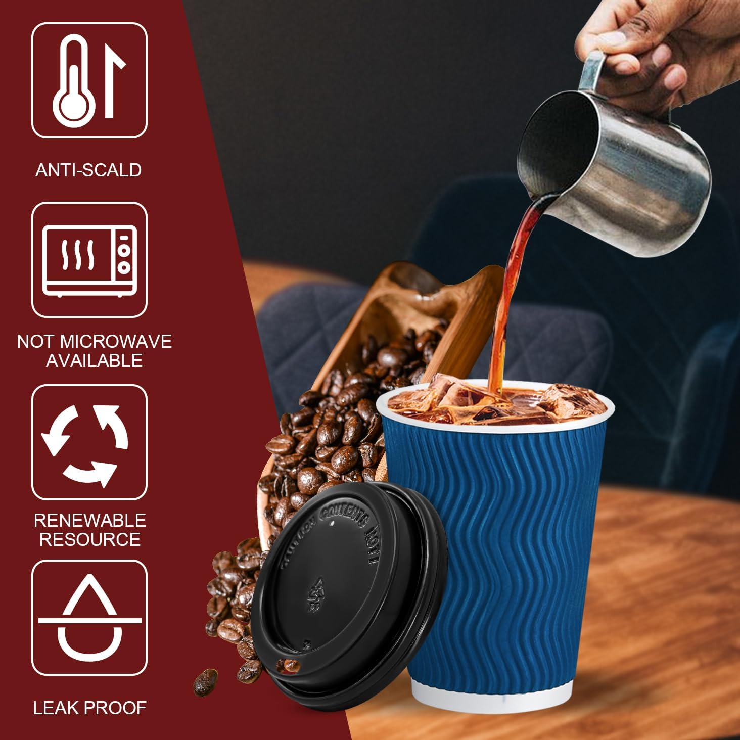 Detalle de Lamosi 12 oz Disposable Coffee Cups