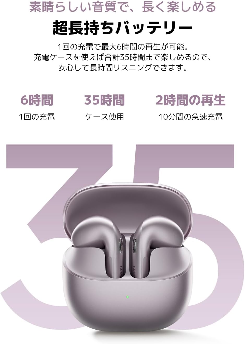 Detalle 2 de Xiaomi Buds 6 M2540E1 ワイヤレスイヤホン パープル・ノイズキャンセリング・LDAC対応