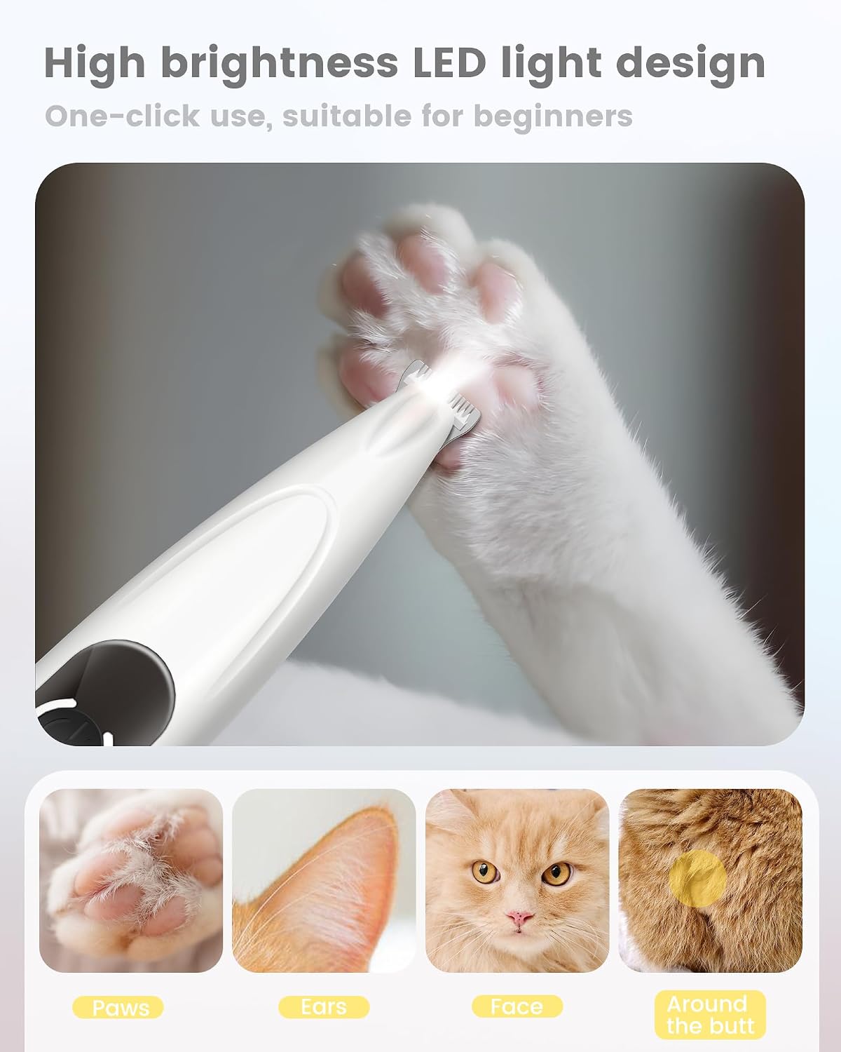 Detalle de Dog Paw Trimmer: 35dB Ultra-Low Noise Cordless Grooming Clip-Per for Small Pets